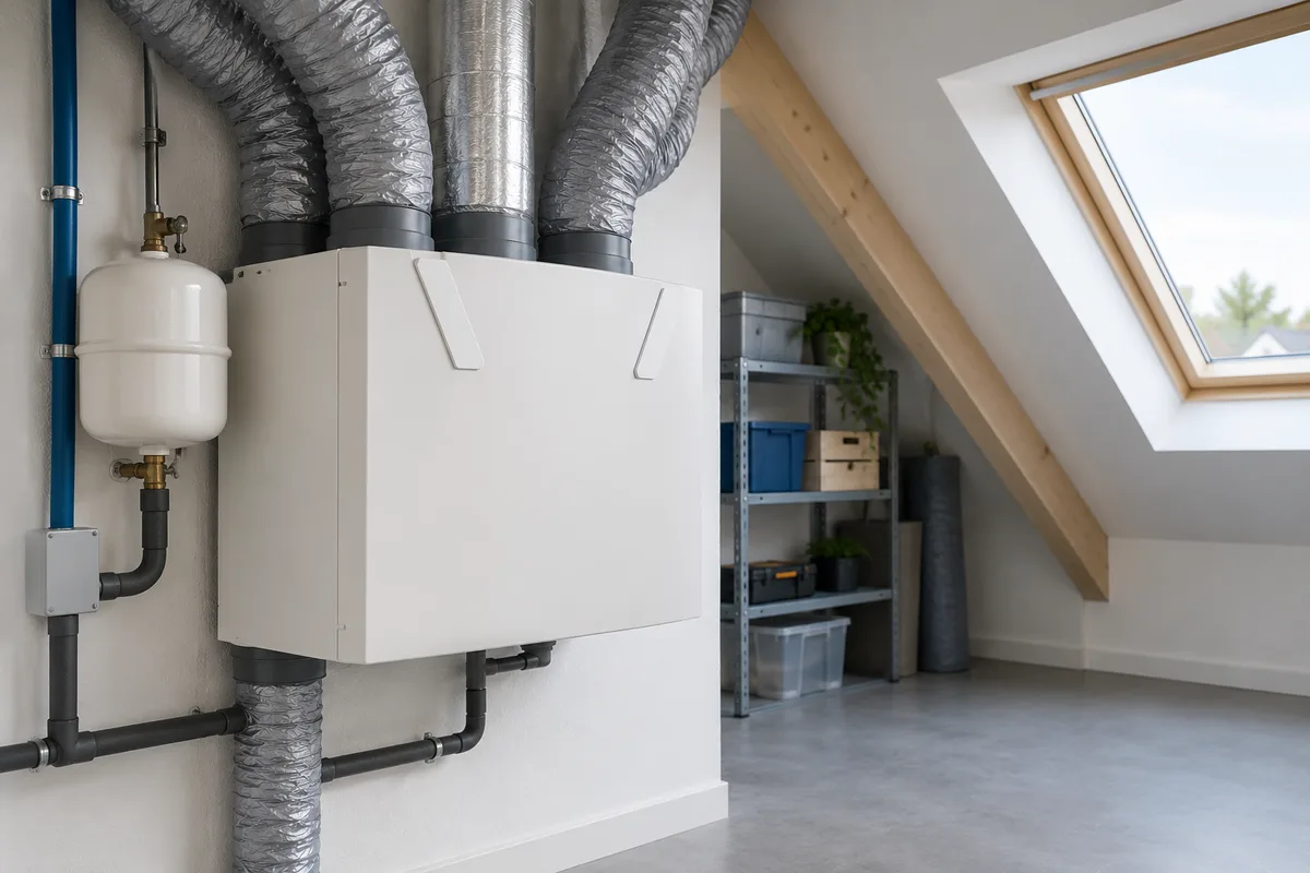 Caisson de ventilation double flux et ses gaines isolées
